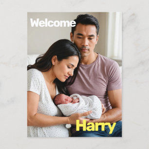 Aangepaste Baby Geboorteaankondiging – Minimaal Briefkaart