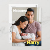 Aangepaste Baby Geboorteaankondiging – Minimaal Briefkaart (Voorkant / Achterkant)