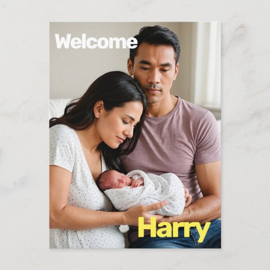 Aangepaste Baby Geboorteaankondiging – Minimaal Briefkaart (Voorkant)