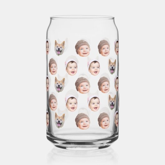 Aangepaste Baby Gezicht, Aangepaste Familie 3 Foto Blikvorm Glas (Voorkant)