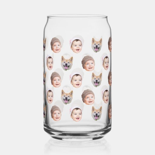 Aangepaste Baby Gezicht, Aangepaste Familie 3 Foto Blikvorm Glas (Achterkant)