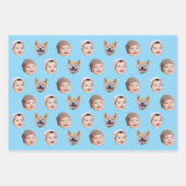 Aangepaste Baby Gezicht, Aangepaste Familie 3 Foto Inpakpapier Vel (Voorkant)