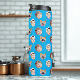 Aangepaste Baby gezicht, aangepaste familie 3 foto Thermosbeker