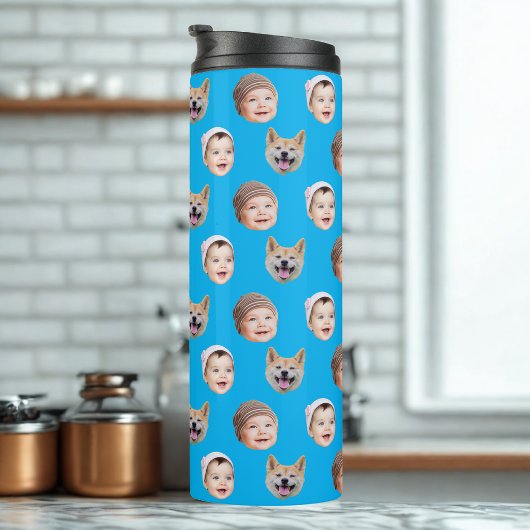 Aangepaste Baby gezicht, aangepaste familie 3 foto Thermosbeker