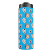 Aangepaste Baby gezicht, aangepaste familie 3 foto Thermosbeker (Voorkant)