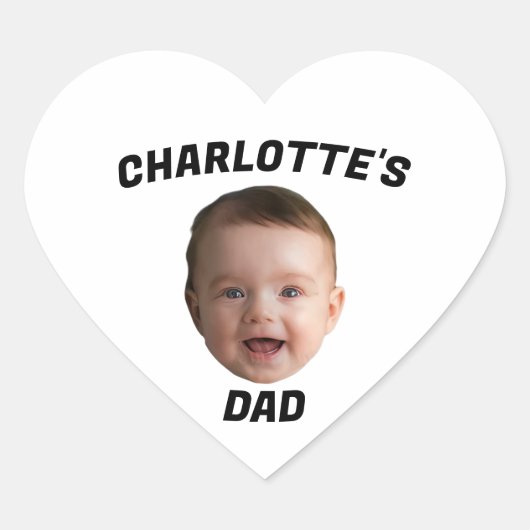 Aangepaste Baby gezicht, Aangepaste nieuwe vader Hart Sticker (Voorkant)