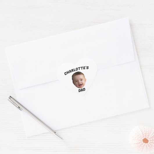 Aangepaste Baby gezicht, Aangepaste nieuwe vader Hart Sticker (Envelop)