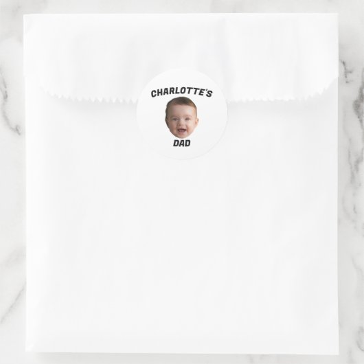 Aangepaste Baby gezicht, Aangepaste nieuwe vader Ronde Sticker (Tas)