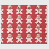 Aangepaste Baby Gezicht Foto Gingerbread Heren Ker Cadeaupapier (Vlak)