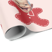 Aangepaste Baby Gezicht Foto Gingerbread Heren Ker Cadeaupapier (Rol Hoek)