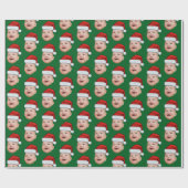 Aangepaste Baby Gezicht Foto Santa Hat Christmas G Cadeaupapier (Vlak)
