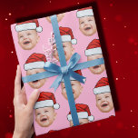 Aangepaste Baby Gezicht Foto Santa Hat Christmas P Cadeaupapier<br><div class="desc">Aangepaste Baby Gezicht Foto Santa Hat Kerst Roze Verpakkingspapier</div>