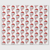 Aangepaste Baby Gezicht Foto Santa Hat Kerstmis Cadeaupapier (Vlak)