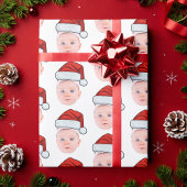 Aangepaste Baby Gezicht Foto Santa Hat Kerstmis Cadeaupapier