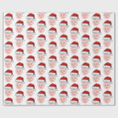 Aangepaste Baby Gezicht Foto Santa Hat Kerstmis Cadeaupapier (Vlak)