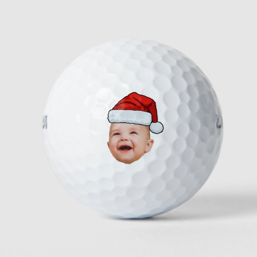 Aangepaste Baby Gezicht Foto Santa Hat Kerstmis Golfballen (Voorkant)