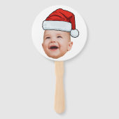 Aangepaste Baby Gezicht Foto Santa Hat Kerstmis Handwaaier (Achterkant)