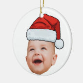 Aangepaste Baby Gezicht Foto Santa Hat Kerstmis Keramisch Ornament (Links)