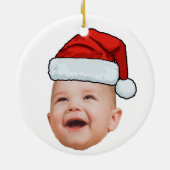 Aangepaste Baby Gezicht Foto Santa Hat Kerstmis Keramisch Ornament (Achterkant)