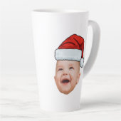 Aangepaste Baby Gezicht Foto Santa Hat Kerstmis Latte Mok (Rechterhoek)