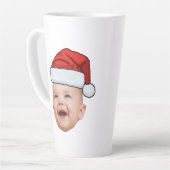 Aangepaste Baby Gezicht Foto Santa Hat Kerstmis Latte Mok (Linkerhoek)