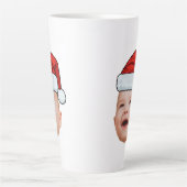 Aangepaste Baby Gezicht Foto Santa Hat Kerstmis Latte Mok (Voorkant)