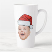 Aangepaste Baby Gezicht Foto Santa Hat Kerstmis Latte Mok (Rechts)