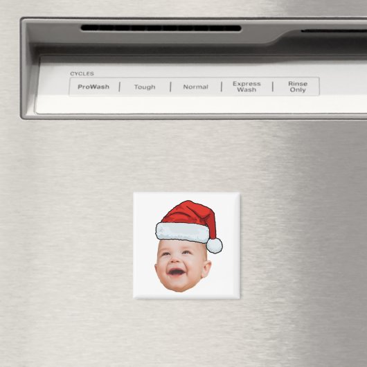 Aangepaste Baby Gezicht Foto Santa Hat Kerstmis Magneet (Insitu (Vaatwasser))