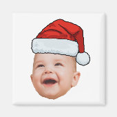 Aangepaste Baby Gezicht Foto Santa Hat Kerstmis Magneet (Voorkant)