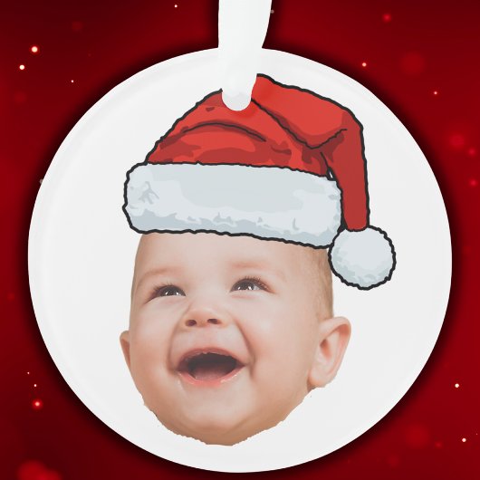 Aangepaste Baby Gezicht Foto Santa Hat Kerstmis Ornament
