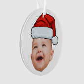 Aangepaste Baby Gezicht Foto Santa Hat Kerstmis Ornament (voorkant)