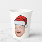 Aangepaste Baby Gezicht Foto Santa Hat Kerstmis Papieren Bekers (Voorkant)