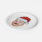 Aangepaste Baby Gezicht Foto Santa Hat Kerstmis Papieren Bordje (Gekanteld)