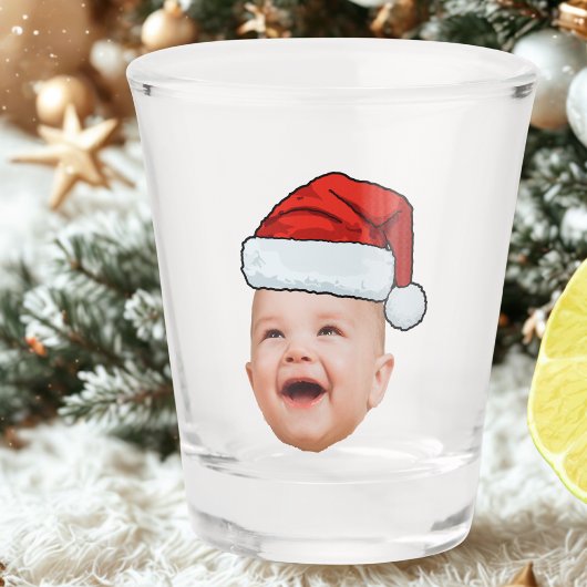 Aangepaste Baby Gezicht Foto Santa Hat Kerstmis Shot Glas