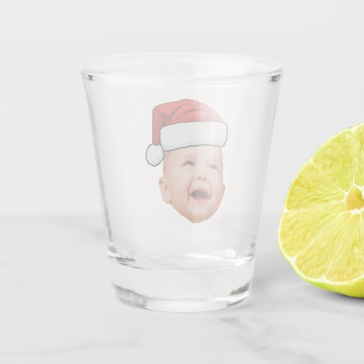 Aangepaste Baby Gezicht Foto Santa Hat Kerstmis Shot Glas (Achterkant)