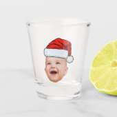 Aangepaste Baby Gezicht Foto Santa Hat Kerstmis Shot Glas (Voorkant)