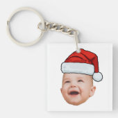Aangepaste Baby Gezicht Foto Santa Hat Kerstmis Sleutelhanger (voorkant)
