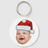 Aangepaste Baby Gezicht Foto Santa Hat Kerstmis Sleutelhanger (Achterkant)