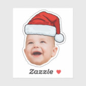 Aangepaste Baby Gezicht Foto Santa Hat Kerstmis Sticker (Vel)