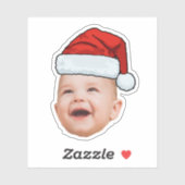 Aangepaste Baby Gezicht Foto Santa Hat Kerstmis Sticker (Vel)