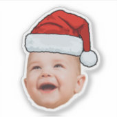 Aangepaste Baby Gezicht Foto Santa Hat Kerstmis Sticker (Voorkant)