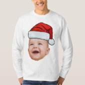 Aangepaste Baby Gezicht Foto Santa Hat Kerstmis T-shirt (Voorkant)