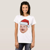 Aangepaste Baby Gezicht Foto Santa Hat Kerstmis T-shirt (Voorkant volledig)