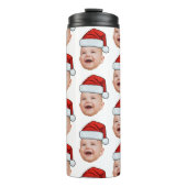 Aangepaste Baby Gezicht Foto Santa Hat Kerstmis Thermosbeker (Voorkant)