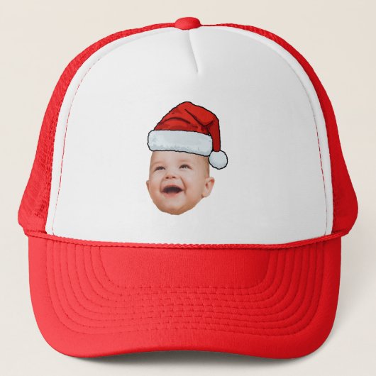 Aangepaste Baby Gezicht Foto Santa Hat Kerstmis Trucker Pet (Voorkant)