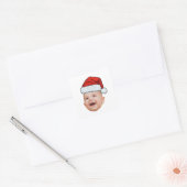 Aangepaste Baby Gezicht Foto Santa Hat Kerstmis Vierkante Sticker (Envelop)