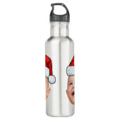 Aangepaste Baby Gezicht Foto Santa Hat Kerstmis Waterfles (Achterkant)