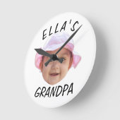 Aangepaste Baby Gezicht Foto Tekst Opa Ronde Klok (Hoek)
