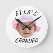 Aangepaste Baby Gezicht Foto Tekst Opa Ronde Klok (Voorkant)