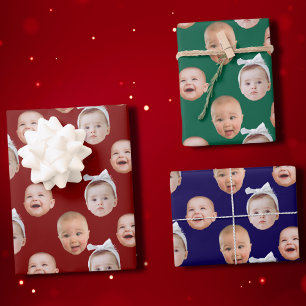 Aangepaste Baby Gezicht Gift Wrap   Baby Face 3 fo Inpakpapier Vel